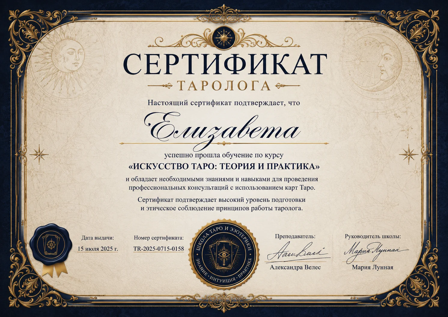 Сертификат Таролога